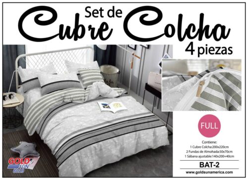 SET DE CUBRE COLCHAS 4 PIEZAS  DE 2 PLAZAS
