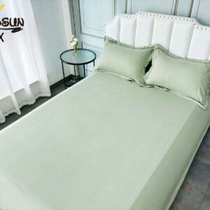 SET DE SÁBANAS 4 PIEZAS COLOR ENTERO BORDADAS