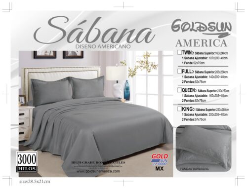 SET DE SÁBANAS 4 PIEZAS COLOR ENTERO BORDADAS