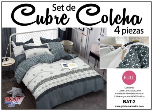 SET DE CUBRE COLCHAS 4 PIEZAS  DE 2 PLAZAS