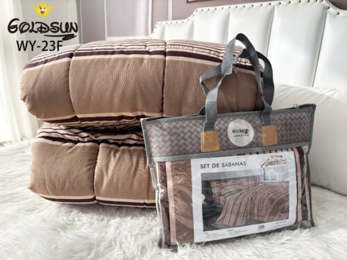 COBERTOR TELA CON CARNERO ACOLCHADO 5 PIEZAS