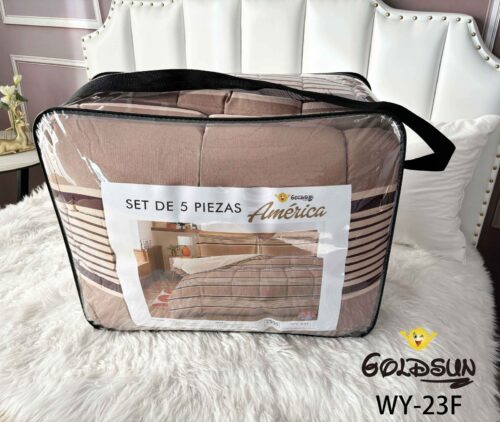 COBERTOR TELA CON CARNERO ACOLCHADO 5 PIEZAS