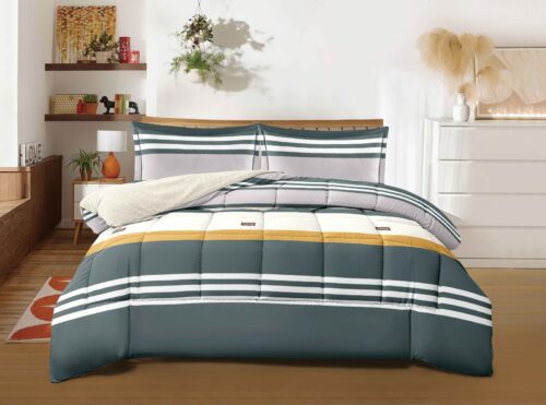 COBERTOR TELA CON CARNERO ACOLCHADO 5 PIEZAS