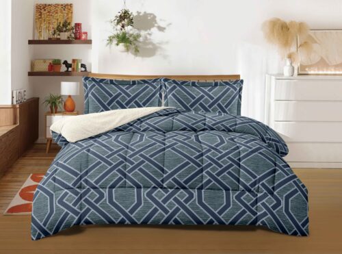 COBERTOR TELA CON CARNERO ACOLCHADO 5 PIEZAS