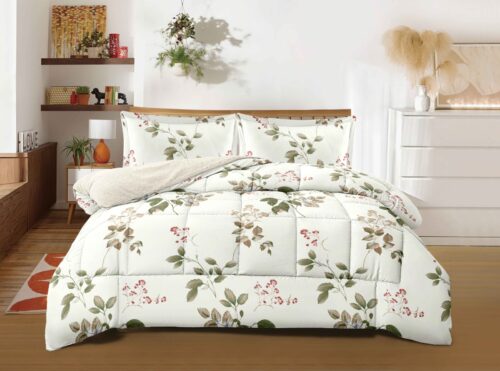 COBERTOR TELA CON CARNERO ACOLCHADO 5 PIEZAS