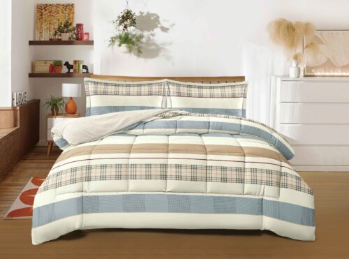 COBERTOR TELA CON CARNERO ACOLCHADO 5 PIEZAS