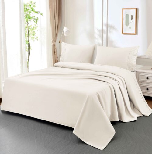 SET DE SÁBANAS 4 PIEZAS C.E. CON BORDADO INGLES