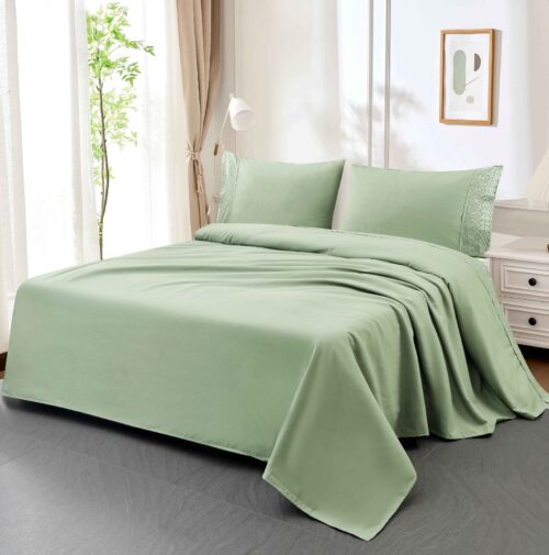 SET DE SÁBANAS 4 PIEZAS C.E. CON BORDADO INGLES