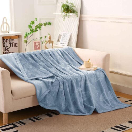 MANTA ALTO RELIEVE HOJAS