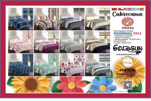 SET EDREDÓN DE VERANO 7 PIEZAS CON CORTINA