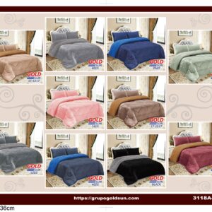 COBERTOR ACOLCHADO P/C 3 PIEZAS 2 PLAZAS COLOR ENTERO