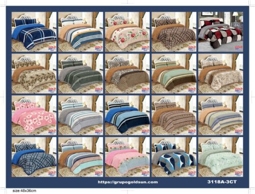 COBERTOR ACOLCHADO P/C 3 PIEZAS 2 PLAZAS ESTAMPADO