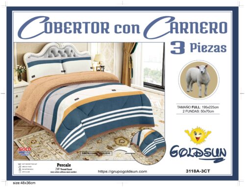 COBERTOR ACOLCHADO P/C 3 PIEZAS 2 PLAZAS ESTAMPADO