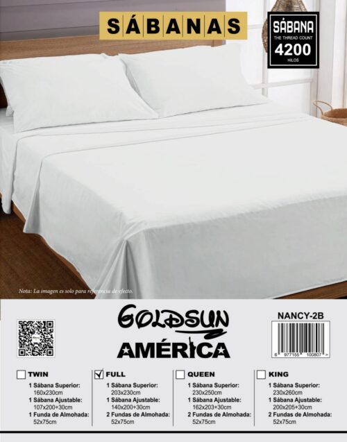 SET DE SÁBANAS 4 PIEZAS COLOR ENTERO BLANCAS
