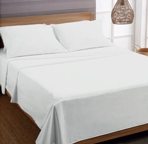 SET DE SÁBANAS 4 PIEZAS COLOR ENTERO BLANCAS