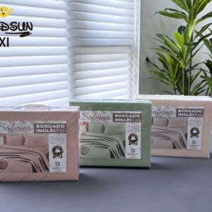 SET DE SÁBANAS 4 PIEZAS CON ESTAMPADO Y BORDADO INGLES PREMIUM